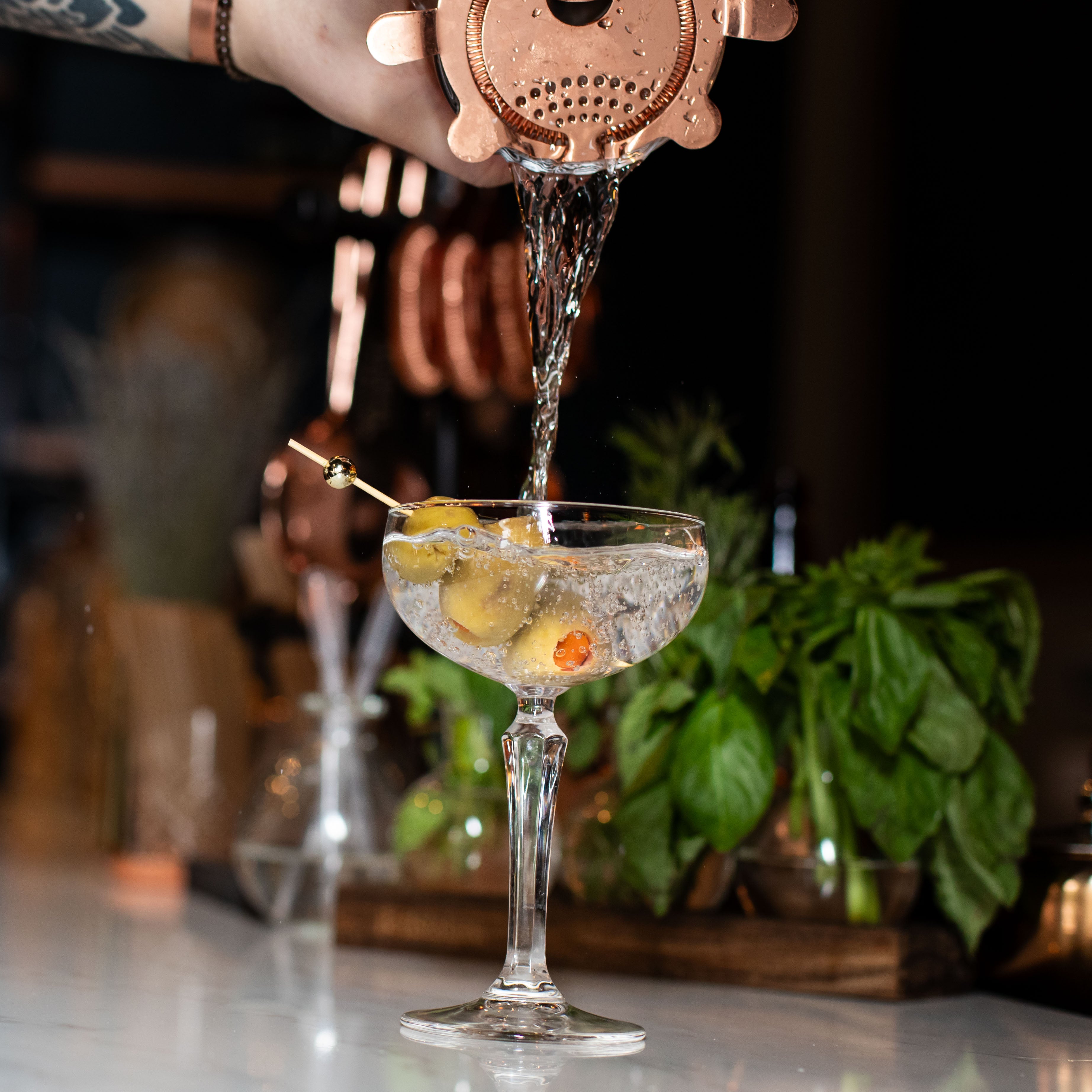 martini being poured