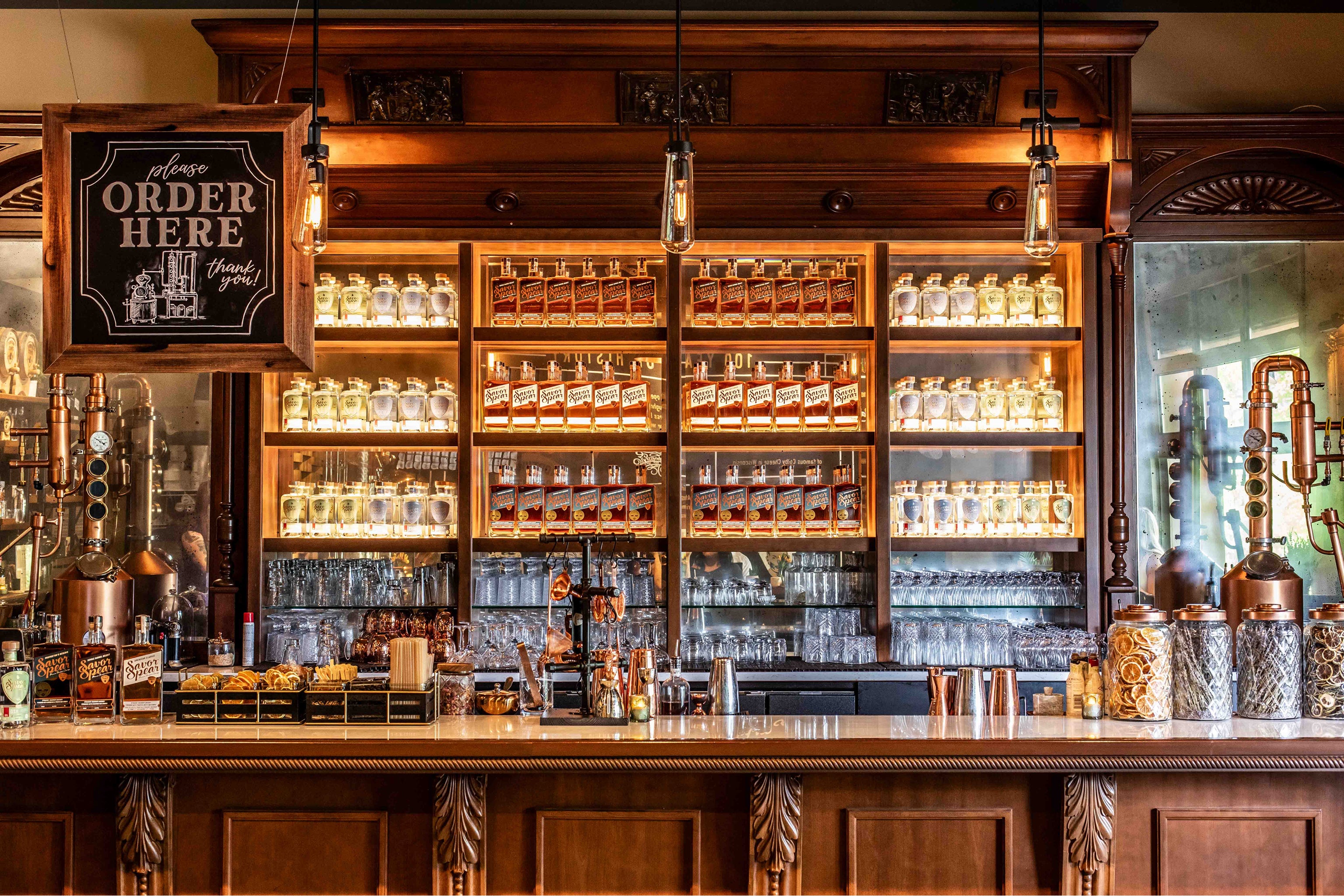 bar top with selection in back